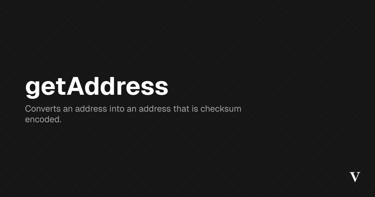 getAddress · Viem
