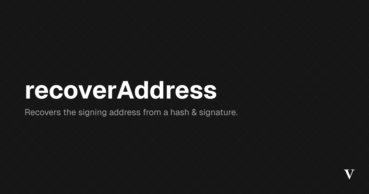 recoverAddress · Viem