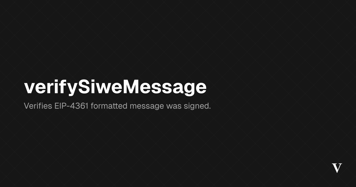 verifySiweMessage · Viem