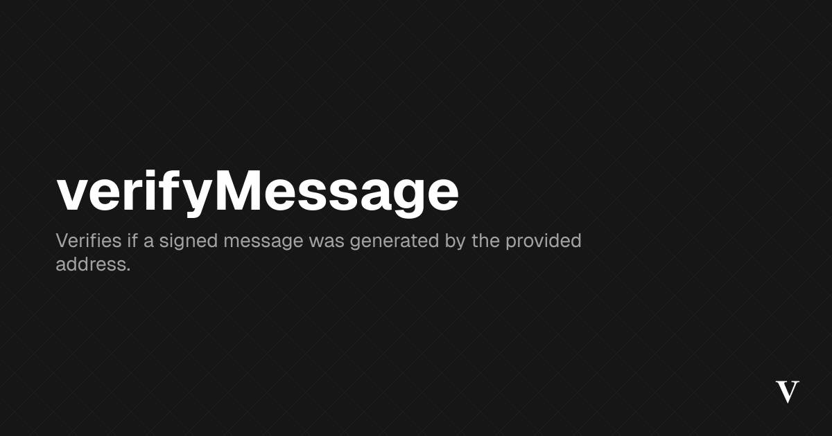 verifyMessage · Viem